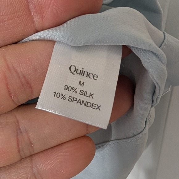 Quince Silk Short Sleeve Button Up Shirt Light Blue Women's Medium office career - Picture 4 of 8